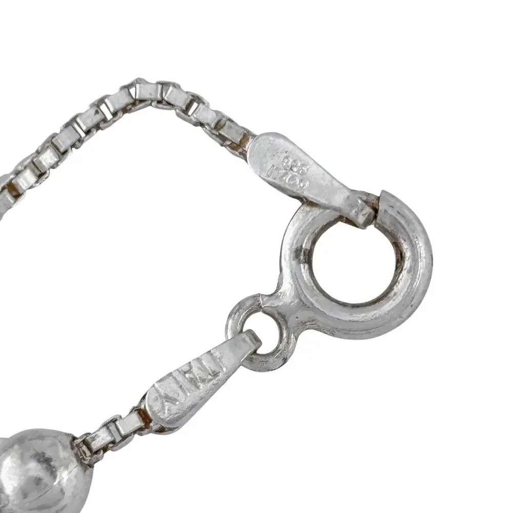 Vintage Italy Sterling Silver 925 Beaded Box Chain Necklace 24
